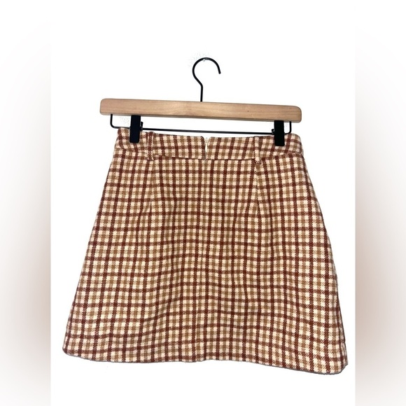 LULU’s Sycamore Brown Plaid Mini Skirt Size XS - Picture 4 of 11